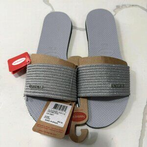 Havaianas Metallic Summer Women Sandals Silver Gray Size US 9